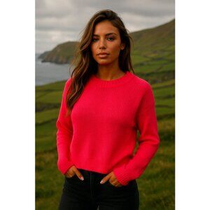 Wild Fable Hot Pink Sweater Knit Autumn Bright Barbie Lounge Pullover Urban Boho